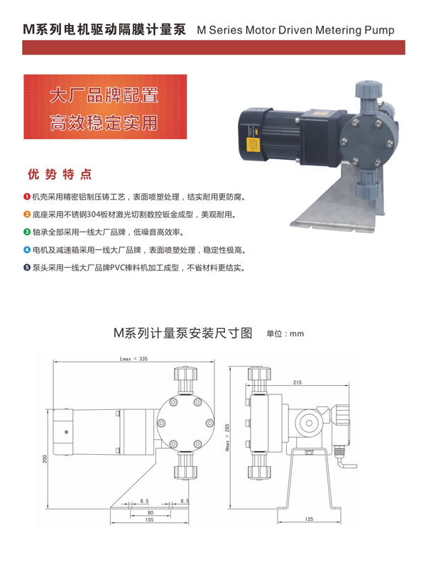 M系列電機驅動隔膜計量泵